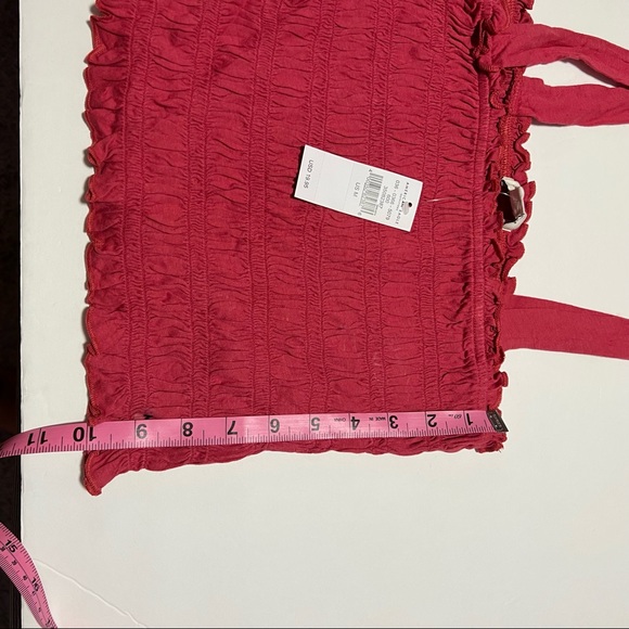 American Eagle Red Smocked Crop Top - Picture 3 of 8
